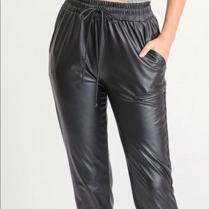 Faux leather joggers